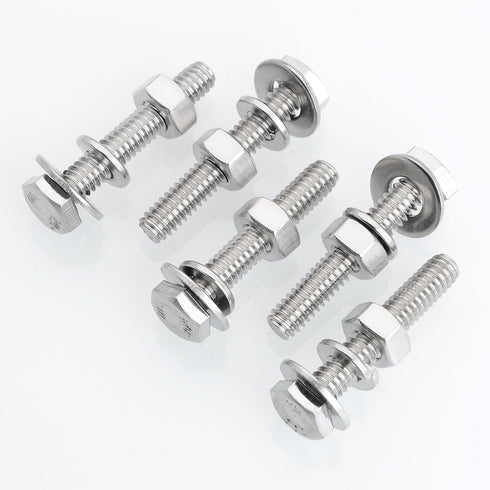 (20 Sets) 1/4-20x1-1/2" Hex Head Stainless Steel Bolts and Nuts | 304 Stainless Steel with Washers, Fully Threaded