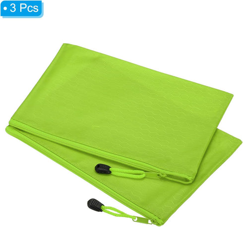 PATIKIL Waterproof Zipper File Bags, 3 Pack A5 Document Holders, Pencil Pouch for Office Use, Green Color