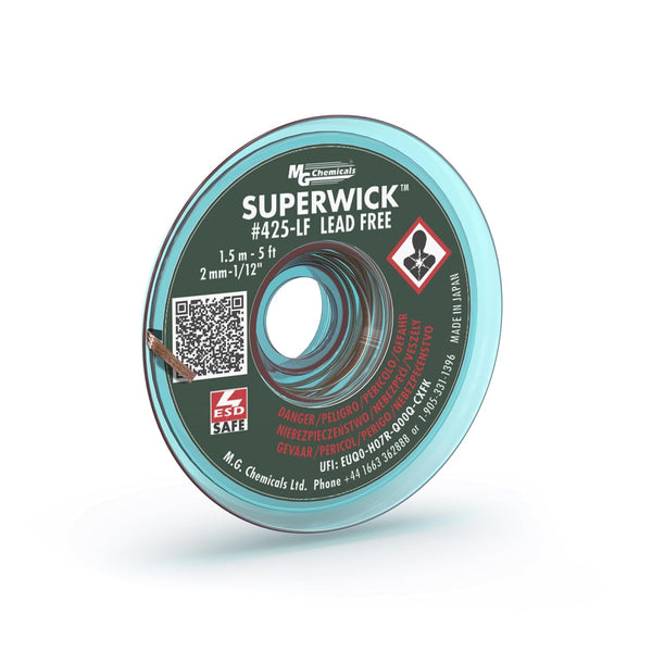 MG Chemicals 425-LF Desoldering Braid #3 Fine Braid Super Wick for Lead Free Solder