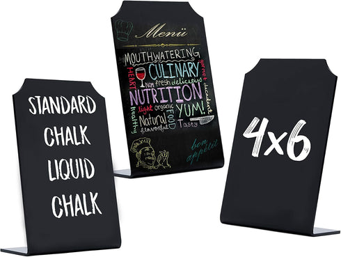 Small Chalkboard Sign for Food Tabletop, Acrylic Board, 4 x 6 Size, Mini Blackboard with Stand