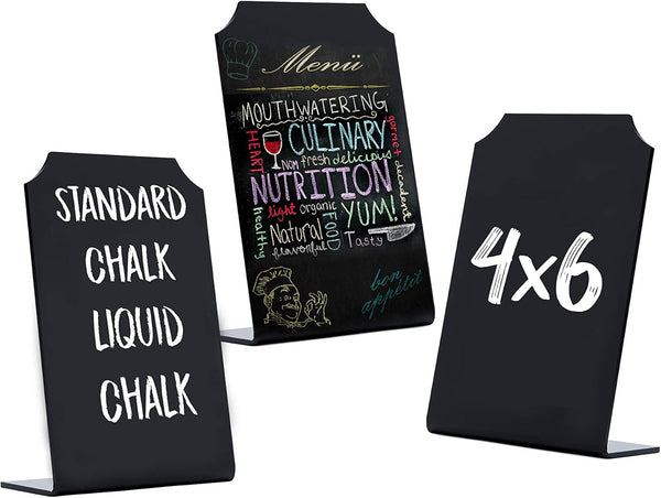 Small Chalkboard Sign for Food Tabletop, Acrylic Board, 4 x 6 Size, Mini Blackboard with Stand
