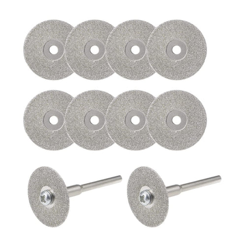 uxcell 10 Pcs 22mm Diamond Cutting Wheels with 2 Pcs Mandrels for Rotary Tool
