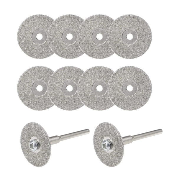 uxcell 10 Pcs 22mm Diamond Cutting Wheels with 2 Pcs Mandrels for Rotary Tool