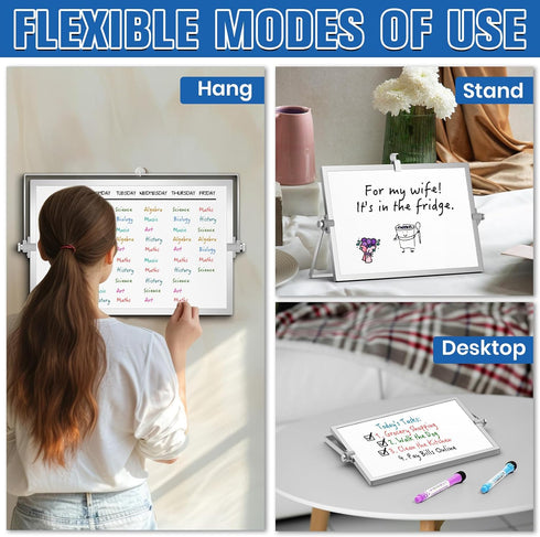 Grtard Magnetic Dry Erase Board with Stand, 12''x8'' Dry Erase White Boards, Portable Double-Sided Easel for Kids