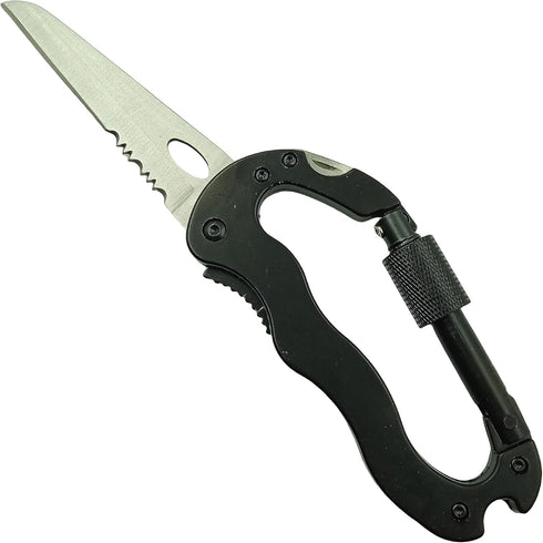 Multitool Carabiner with Folding Knife - EDC Keychain Carabiner with Built-in Pocket Knives and Screwdriver for Outdoor