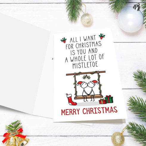 Chenive Sweet Christmas Card for Men Women, Funny Christmas Card for Boyfriend Girlfriend, Xmas Holiday Cards Gifts