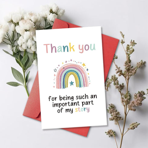 Qiavor Rainbow Thank You Card for Him Her, Appreciation Card for Teacher Best Friend Mentor, Thank You For Being Part