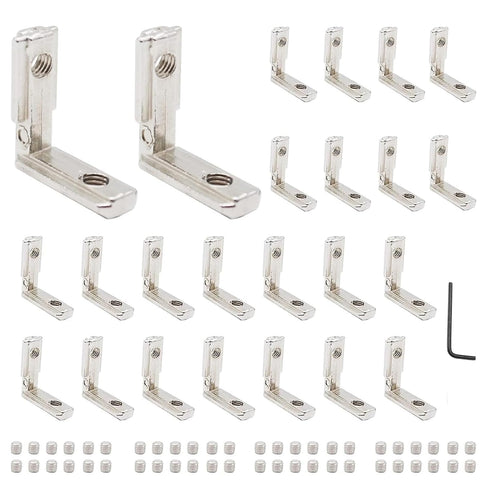 24pcs 2020 Aluminum Extrusion Connector Corner Bracket, Joining Hardware with Screws for 8020 Aluminum Profile