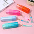 YYaaloa Colorful Silicone Pencil Case, Waterproof Aesthetic Pencil Pouch Small Bag for Women, Makeup Pouch (Blue)