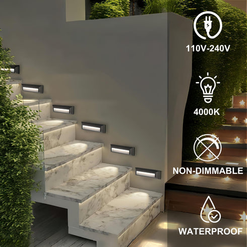 ZONK Outdoor Indoor Step Stair Lights, 110V-240V Waterproof IP65 2W 4000K Neutral White Lighting (1 Pack)