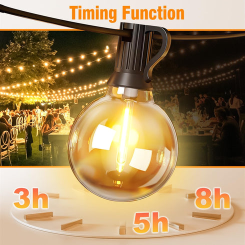25FT G40 Bulbs, Nisocy Solar String Lights Outdoor Waterproof with Remote & Timer, LED Shatterproof Solar Powered Patio