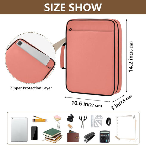 Wfrish Handle,1.25 Inch 3 500 6 Salmon Zipper Binder Bag with Ring O-Ring Sheet Capacity Tab Expanding File Folder