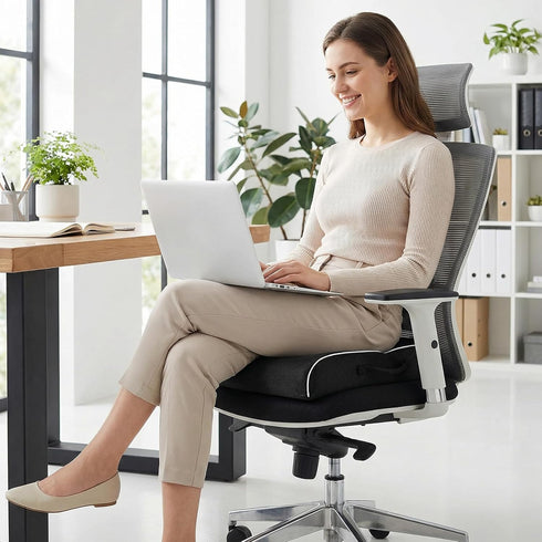 Tailbone 3.3"-Black Seat Cushion for Pain Relief, Office Chair Cushion, Memory Foam Large Chair Cushion with Non-Slip