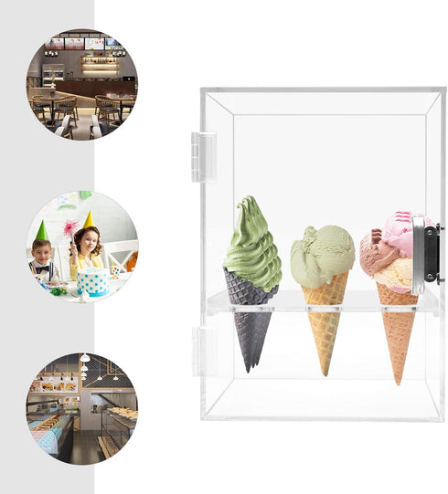 Mlonausz 9 Ice Cream Cone Display/Storage Case Cabinet Acrylic Waffle Cone Holder Holes