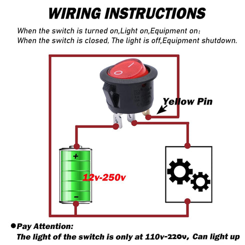 mxuteuk 5pcs Snap-in AC110/120V Lighted Round Rocker Switch, Illuminated Boat Toggle Power Switch Red Light