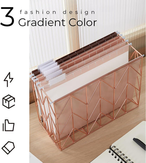 Y YOMA 6 Pack Gradient Hanging File Folders Letter Size Decorative Hanging Folder Pretty File Folder Organizer for Filing Cabinet Office Home with 1/5-Cut Adjustable Tabs, Coco Mocha by Y YOMA