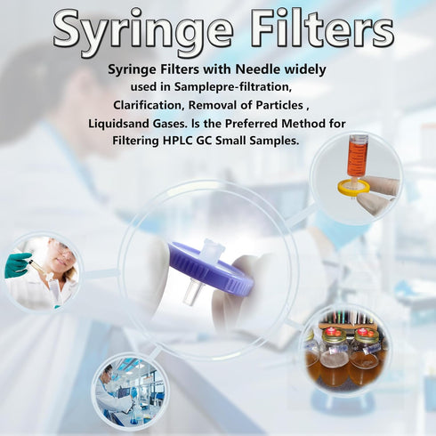 Syringe Filters PVDF Hydrophilic Filtration 0.22um, 13mm Membrane Diameter, Pack of 100 by Labfil