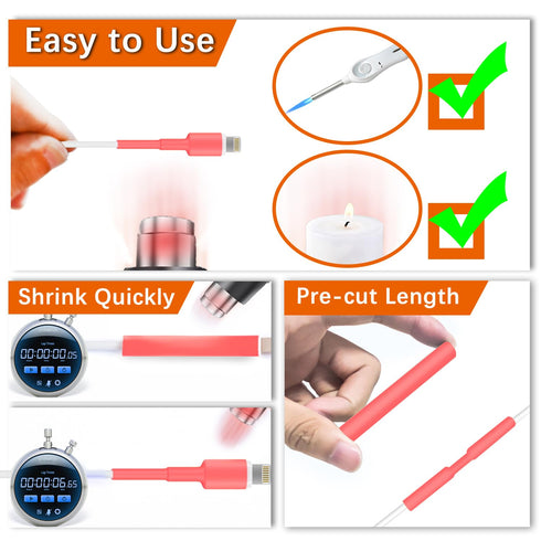 Heat Shrink Tubing Kit - 3:1 Ratio, 1/4", 5/16", 3/8" Tube, Red Wire Shrink Wrap Protector for Electrical Tubing
