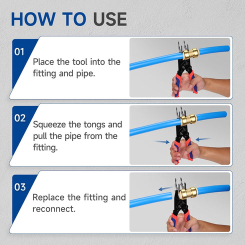 iCrimp Push to Connect Fitting Removal Tool, Effortlessly Remove 1/2 inch, 3/4 inch, 1 inch Pipe Connectors