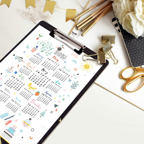 WAVEYU Hardboard Office Clipboard, Decorative Marble Design Clipboard for Students and Office Use