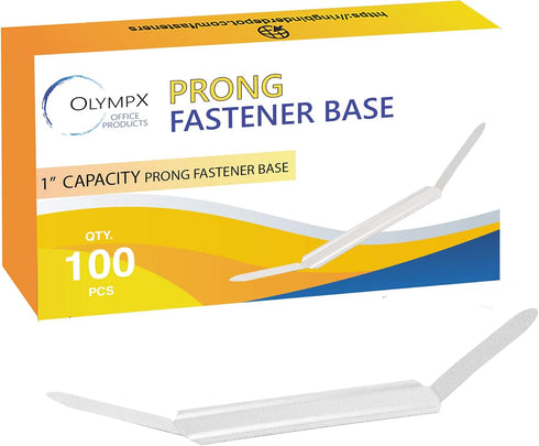OLYMPX 100 Pcs of 1” Capacity Premium Metal Prong Paper Fastener Bases, 2.75 Inch for Paper File Clip Accessories