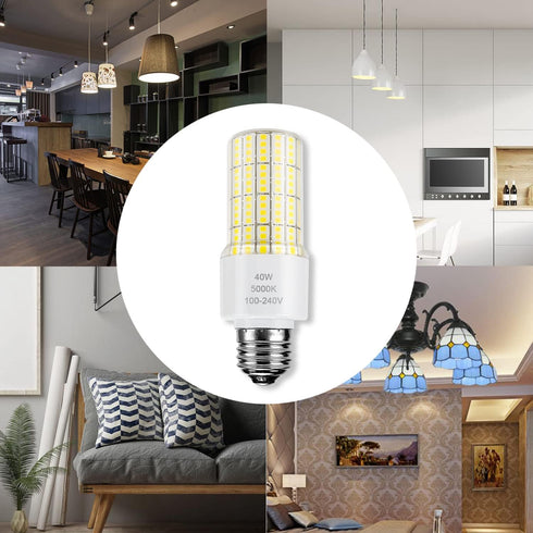 ZP A19 LED Light Bulb, 300W Equivalent, 40W, 5000 Lumen, 5000K Cool Daylight White, E26/E27 Base, 2 Count