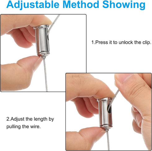 2m/6.6ft 4 Set 1 PATIKIL Ceiling Hanging Wire Cable Kit, Adjustable Light Suspend Cable Kit Panel Hanging Rope Clamp