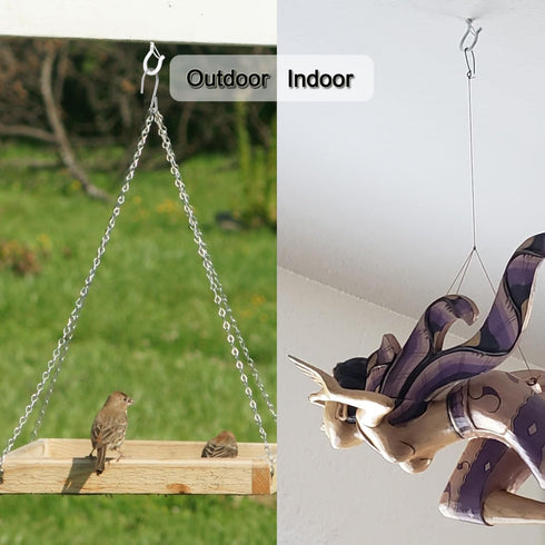 HEDGBOBO 20 Pack 40 lbs2.2" Q Hanger Hooks with Safety Buckle, Rustproof Screw Hooks for Hanging String Lights, Bird