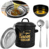 Generic Bacon Grease Saver with Strainer & Lid Rustic Farmhouse Fat Container, Includes Spatula and Spoon, Large