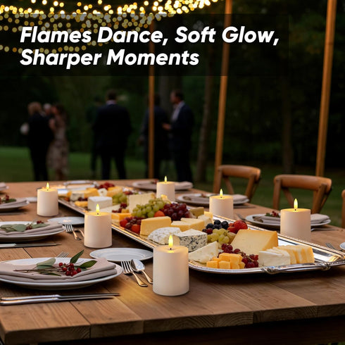 3"x3.5" Set 2 Raycare White Outdoor Waterproof Flameless Candles with Remote and Timer, Realistic LED Candles, Battery