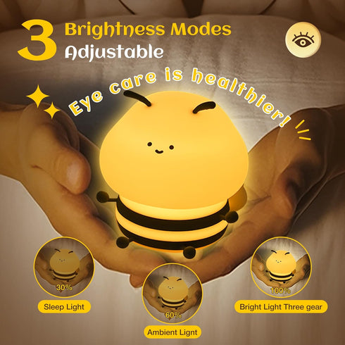 YSCYQ 3 Changing,7colors Bee Night Light For Kids, Squishy Lamp, Animal Night Light, Levels Of Brightness,Kids Lamp