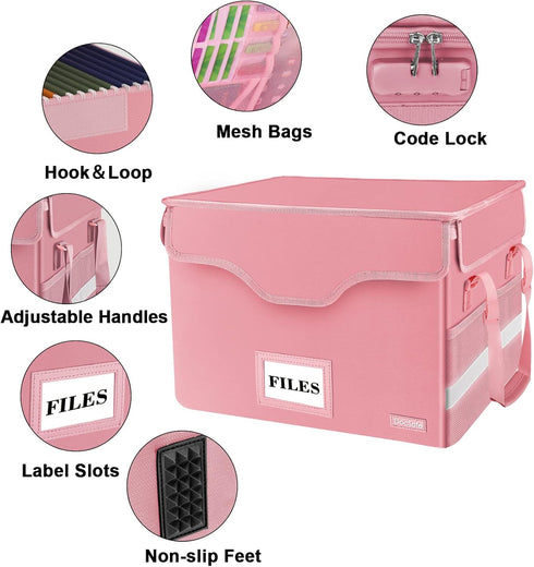 DocSafe File Box Fireproof Document Box with Lock, Collapsible Portable File Box for Home Office