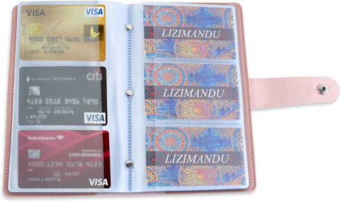 LIZIMANDU Business Card Holder Book, PU Leather Organization Binder for Men & Women, Up to 96 Cards Capacity (1 Pack,