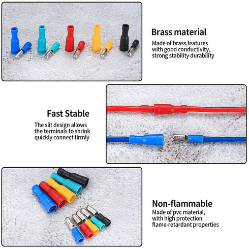 100 Pcs Bullet Connectors Kit, Insulated Female and Male Bullet Crimp Automotive Wire Connectors