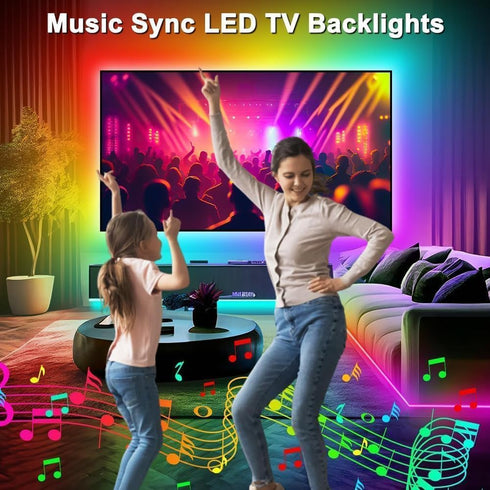 PSTAR TV,3.28ft 24-32Inch LED Lights for Music Sync RGB Backlight with Remote & App Control, USB Powered for TVs