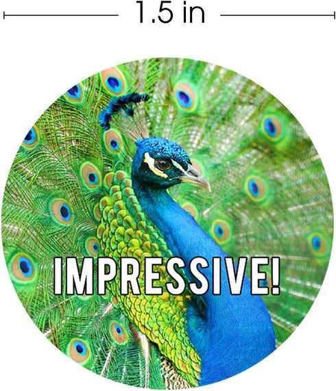 Motivational Animal Stickers, 500 Incentive Labels Roll, 1.5" Funny Inspirational School Clinic Reward Stickers