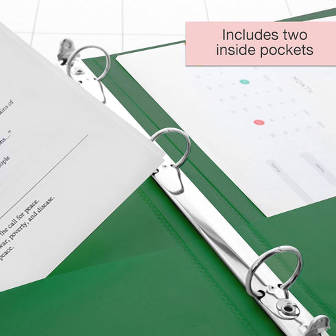 BAZIC 3 Ring Binder - 1/2" Economy View Binders Organizer, Green, Round Ring, Hold 100 Sheets Paper, for School Office