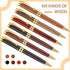 Yeaqee Luxury Wooden Ballpoint Pens, 1.0mm Black Ink, Elegant Writing Pens, Graduation Gift for Men Women (6 Pcs)
