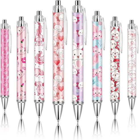 Ireer 8 Pcs Ballpoint Pens for Women, 1.00 mm Cute Black Ink Writing Pens for Journaling, Aesthetic Office Supplies