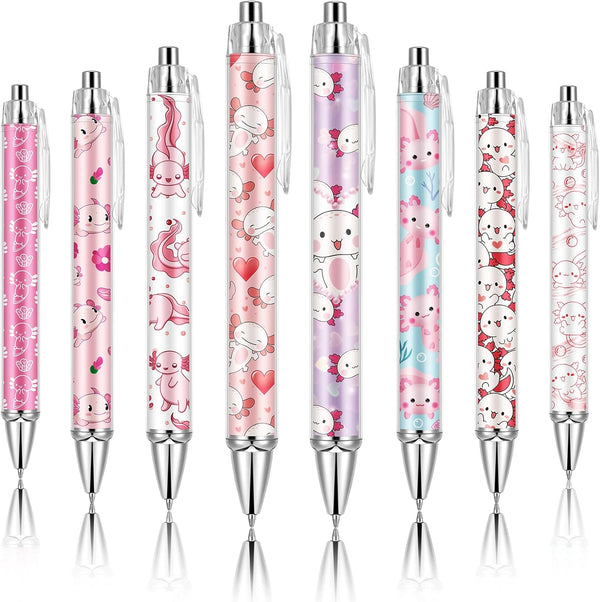 Ireer 8 Pcs Ballpoint Pens for Women, 1.00 mm Cute Black Ink Writing Pens for Journaling, Aesthetic Office Supplies