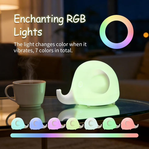 15-Min 7 4 Baby Night Light for Nursery, Smart Voice Activated Elephant Lamp with Auto-Shut Off, Color Changing