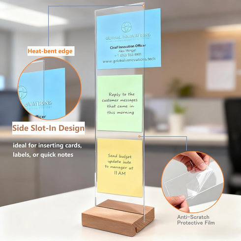 Sorablu 2PCS Monitor Memo Board - Removable Sticky Note Holder for Computer Monitors, Transparent Acrylic Office Desk