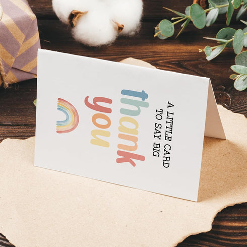 Simple Thank You Rainbow Card for Man WomanA little Card to Say Big Thank You, with Envelope Sticker
