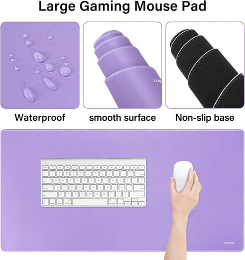 MOSISO Keyboard Mouse Pad Set, Large Gaming Mouse Pad & Wrist Rest, Ergonomic Non-Slip Mousepad for Home Office, Purple