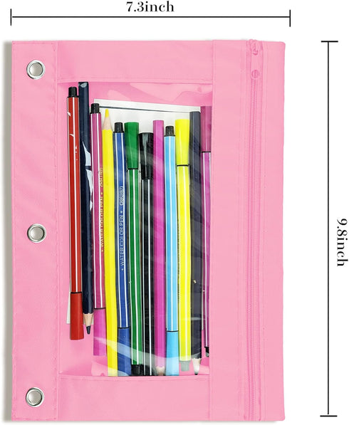 YoeeJob Pencil Pouch for 3 Ring Binder, Zipper Binder Pencil Pouches Bulk, Pale Pink, 24 Packs