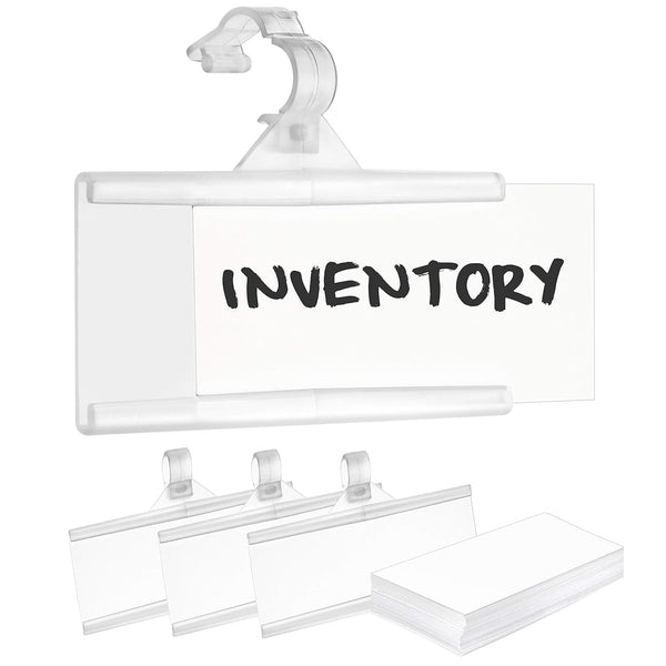 Pack of 100 Plastic Wire Shelf Label Holder, Sign and Ticket Holder, Easy Clip Design with Tight Snap Lock Closure,