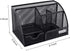 EasyPAG Desk Organizer Mesh Desktop Office Supplies, Multi-functional Caddy with 6 Compartments and 1 Drawer (Black)