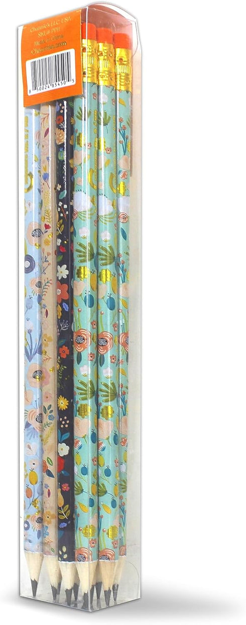 Channie's Number 2 Floral Pencil Set, Colorful Pencils with Floral Design for Sketching, Pack of 12