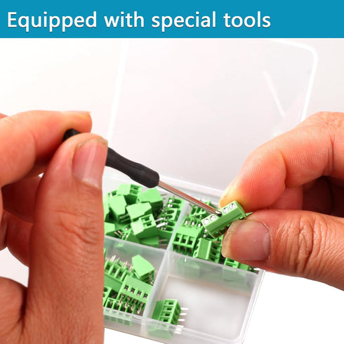 52PCS 2.54mm 0.1" Pitch PCB Mount Screw Terminal Block Connector, Minidodoca 2P 3P 4P 5P Terminals with Special