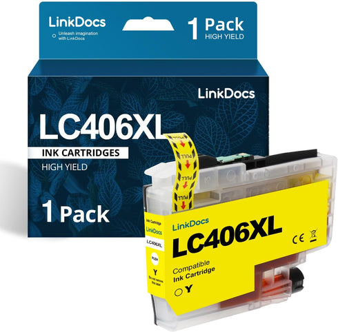 LC406XL Yellow Compatible Ink Cartridges Replacement for Brother LC406 Printers (MFC-J4535DW, MFC-J4345DW, etc.)